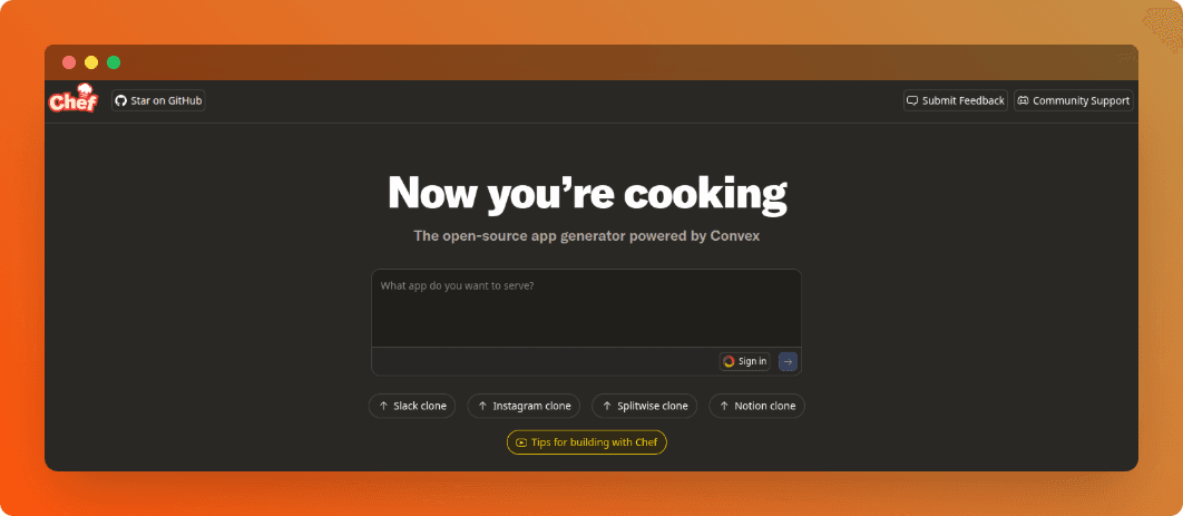 Convex Chef interface