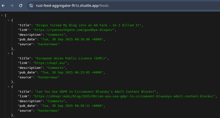 Live API URL