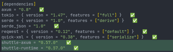 Adding Shuttle dependencies