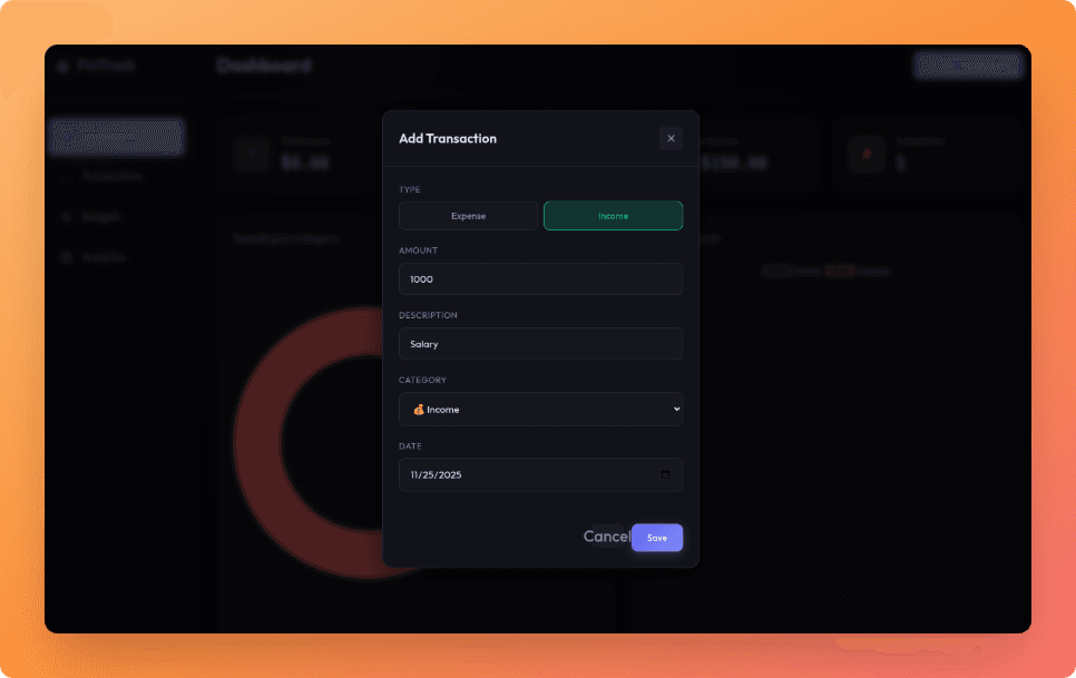 Add transaction modal