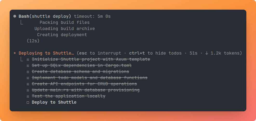 Deploying the todo application to Shuttle