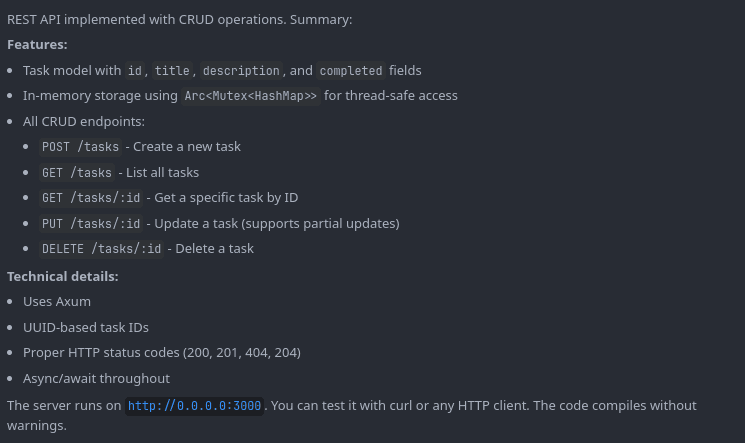 Composer's completion summary
