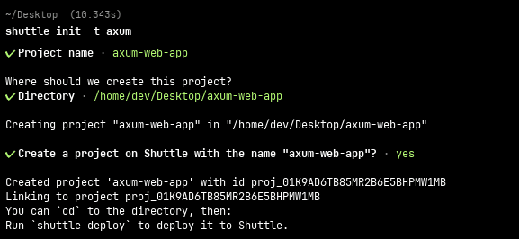 shuttle init command
