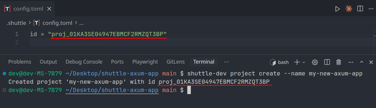Config file with new project ID after recreation