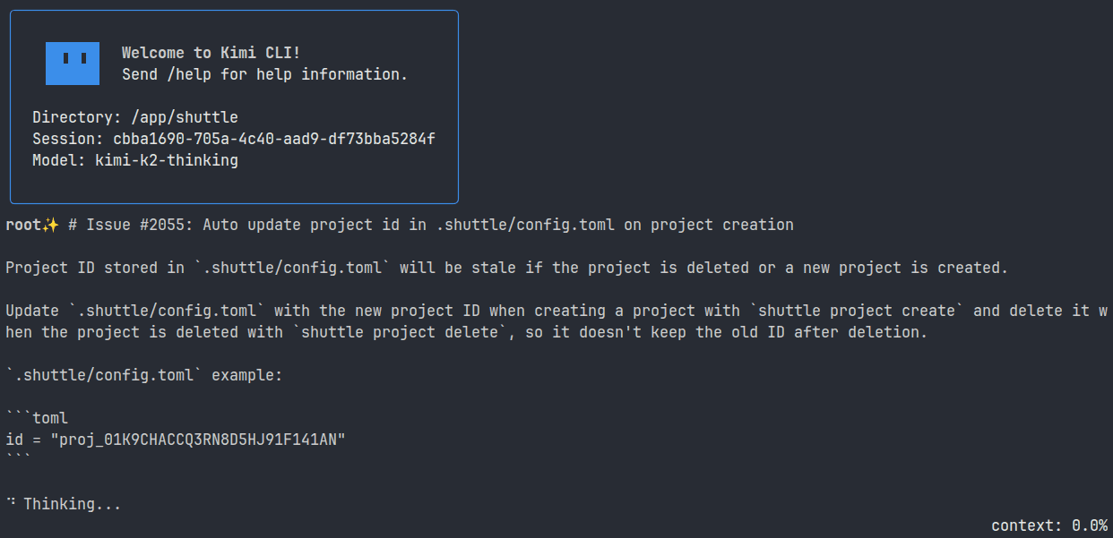 The prompt entered into Kimi K2 Thinking