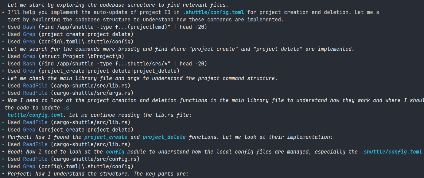 K2 Thinking exploring the Shuttle codebase
