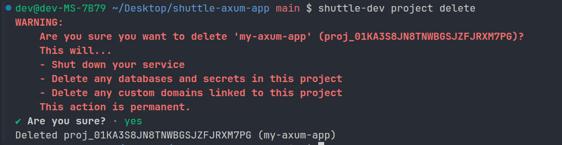 Deleting the Shuttle project