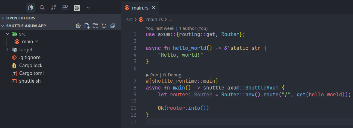 Simple Shuttle Axum project for testing