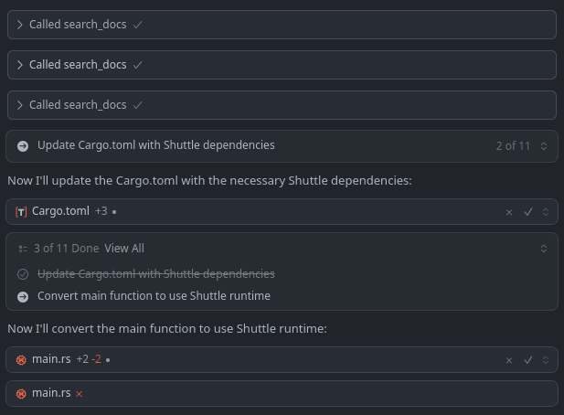 Shuttle search tool call