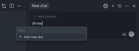 Cursor docs interface showing the 'Add new doc' button
