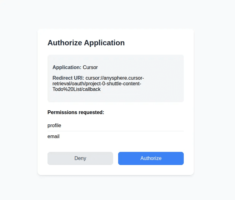MCP server authorization page