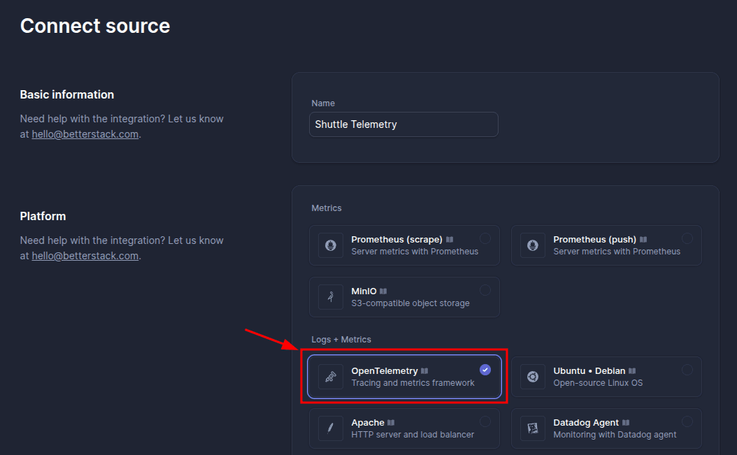 BetterStack OpenTelemetry