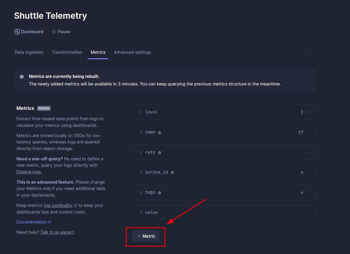 BetterStack Add Metric