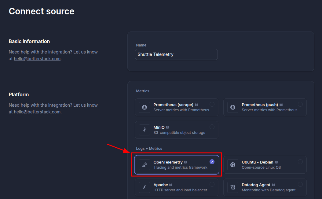 BetterStack OpenTelemetry