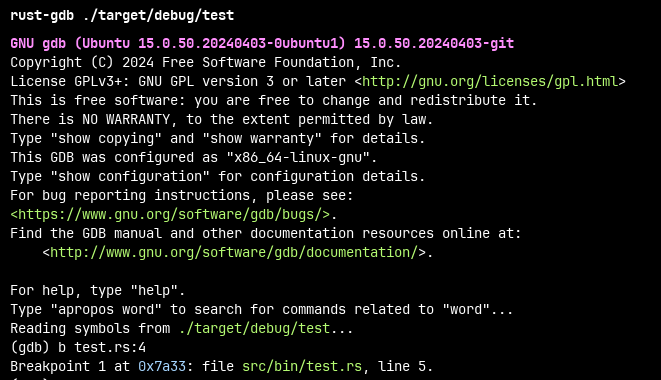 Rust-GDB Breakpoint